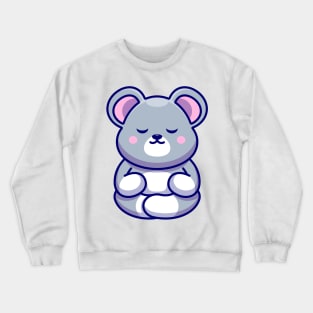 Cute baby mouse meditation cartoon Crewneck Sweatshirt